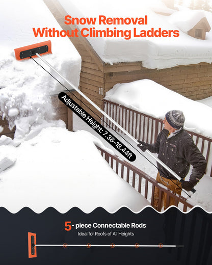 Snow Roof Rake, 45cm Foam Blade, 2.25-5.62 m Adjustable Roof Snow Scraper, Extension Tubes & Non-Slip Handle, Lightweight Snows Removal Tool for House Leaves Debris Clearing - Image 4