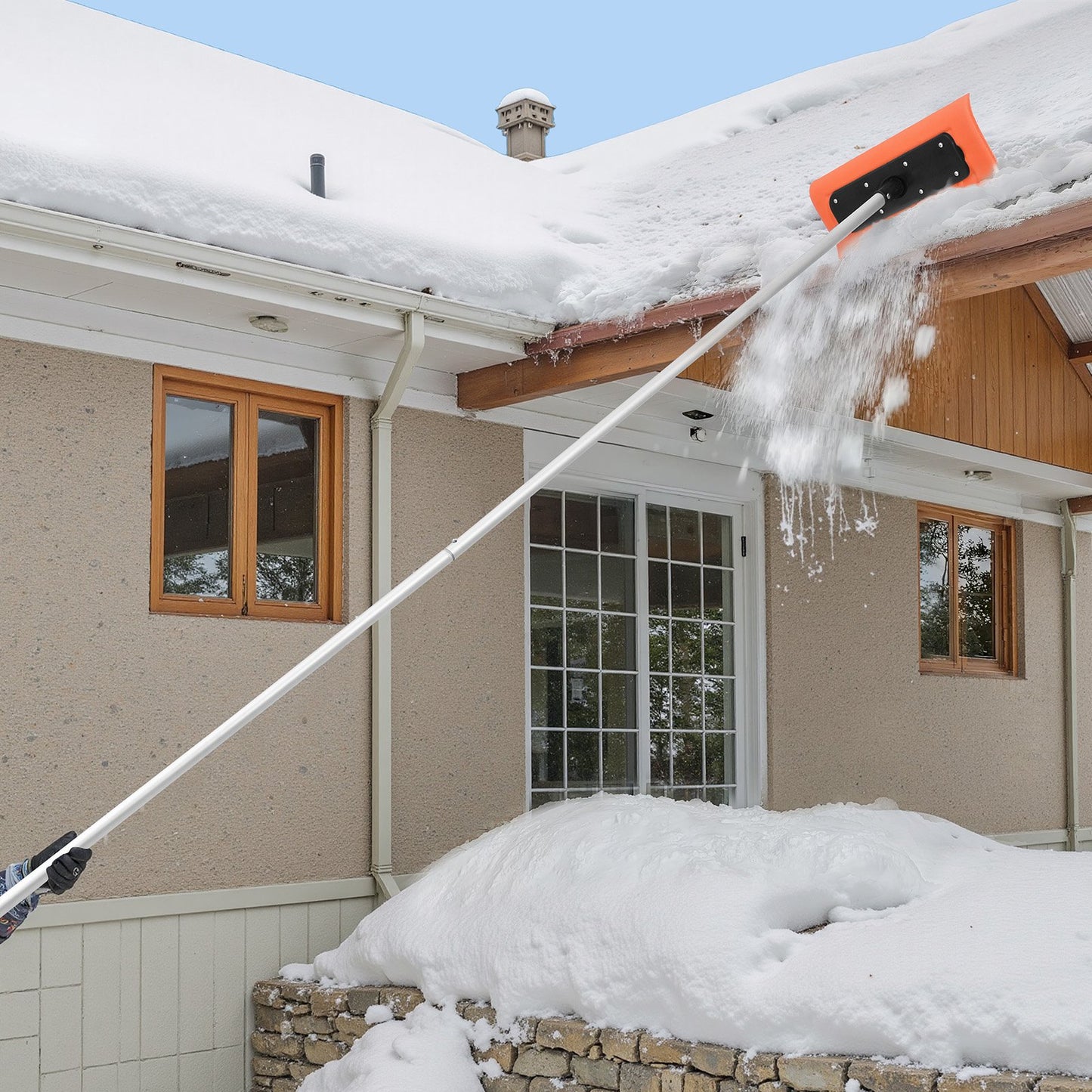 Snow Roof Rake, 45cm Foam Blade, 2.25-5.62 m Adjustable Roof Snow Scraper, Extension Tubes & Non-Slip Handle, Lightweight Snows Removal Tool for House Leaves Debris Clearing - Image 8