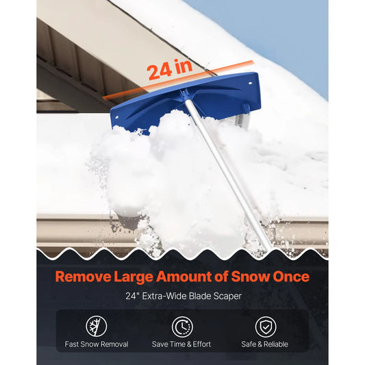 Snow Roof Rake, 60cm PP Plastic Blade, 1.18-5.55 m Adjustable Roof Snow Scraper with Wheels, Anti-Slip Handle Snows Removal Tool, Lightweight House Rooftop Rake for Leaves Debris Removal - Image 2