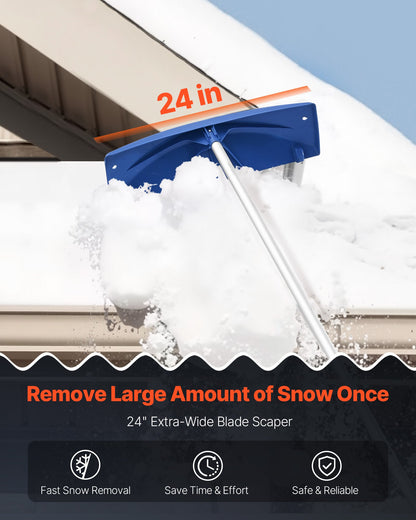 Snow Roof Rake, 60cm PP Plastic Blade, 1.18-5.55 m Adjustable Roof Snow Scraper with Wheels, Anti-Slip Handle Snows Removal Tool, Lightweight House Rooftop Rake for Leaves Debris Removal - Image 2