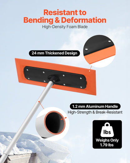 VEVOR Snow Roof Rake, 1.2m Long Reach Car Roof Snow Scraper, 45cm Foam Blade for No Scratches, Non-Slip Handle, Lightweight Snows Removal Tool for Vehicle Garage Rooftop Leaves Debris Clearing - Image 3