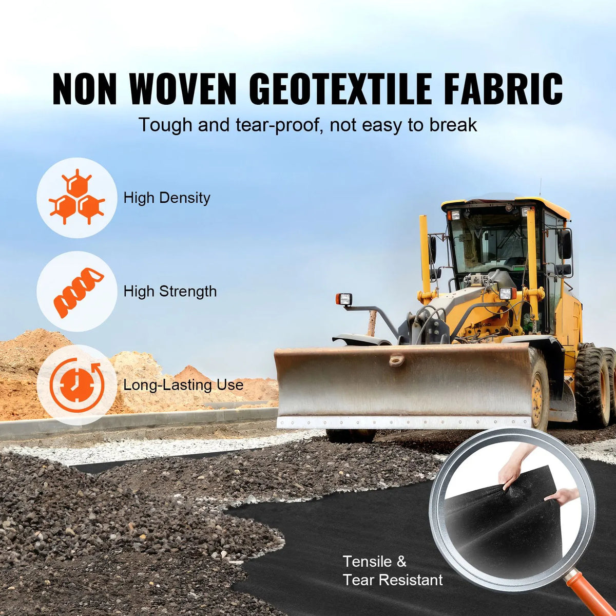 Non Woven Geotextile Fabric Under Gravel, 6x100FT 8OZ Driveway Fabric Landscape Fabric, Heavy Duty Weed Barrier Fabric, Ground Cover Weed Control Fabric, French Drains Drainage Fabric, Black - Image 2