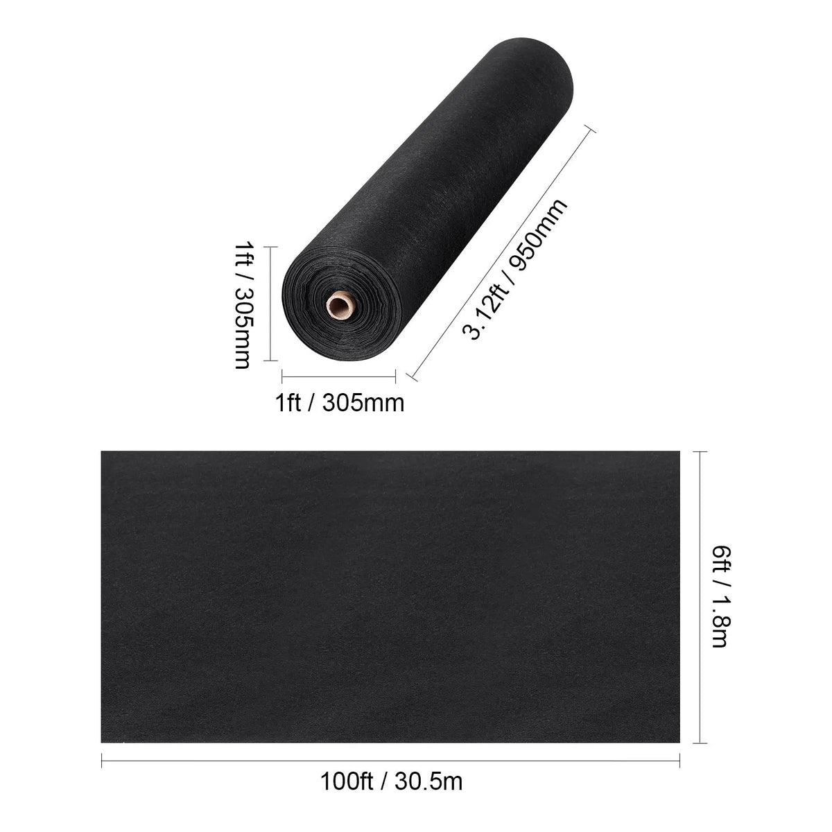 Non Woven Geotextile Fabric Under Gravel, 6x100FT 8OZ Driveway Fabric Landscape Fabric, Heavy Duty Weed Barrier Fabric, Ground Cover Weed Control Fabric, French Drains Drainage Fabric, Black - Image 8