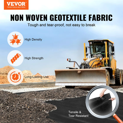 Non Woven Geotextile Fabric Under Gravel, 6x100FT 8OZ Driveway Fabric Landscape Fabric, Heavy Duty Weed Barrier Fabric, Ground Cover Weed Control Fabric, French Drains Drainage Fabric, Black - Image 2