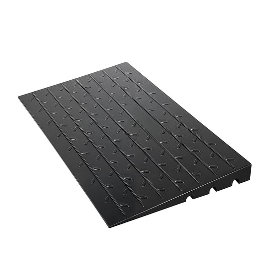 Rubber Threshold Ramp, 7.62 cm Rise Threshold Ramp Doorway, 3 Channels Cord Cover Rubber Solid Threshold Ramp, Rubber Angled Entry Rated 997.9 kg Load Capacity for Wheelchair and Scooter