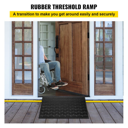 Rubber Threshold Ramp, 7.62 cm Rise Threshold Ramp Doorway, 3 Channels Cord Cover Rubber Solid Threshold Ramp, Rubber Angled Entry Rated 997.9 kg Load Capacity for Wheelchair and Scooter - Image 2