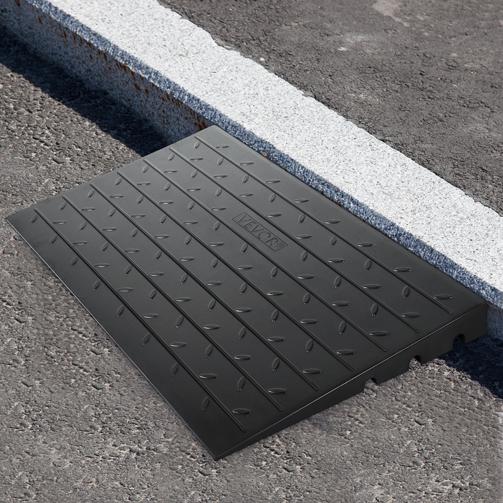Rubber Threshold Ramp, 7.62 cm Rise Threshold Ramp Doorway, 3 Channels Cord Cover Rubber Solid Threshold Ramp, Rubber Angled Entry Rated 997.9 kg Load Capacity for Wheelchair and Scooter - Image 8