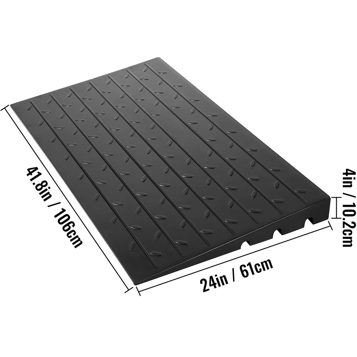 Rubber Threshold Ramp, 4" Rise Threshold Ramp Doorway, 3 Channels Cord Cover Rubber Solid Threshold Ramp, Rubber Angled Entry Rated 2200 Lbs Load Capacity for Wheelchair and Scooter - Image 8
