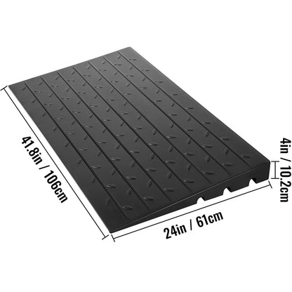 Rubber Threshold Ramp, 4" Rise Threshold Ramp Doorway, 3 Channels Cord Cover Rubber Solid Threshold Ramp, Rubber Angled Entry Rated 2200 Lbs Load Capacity for Wheelchair and Scooter - Image 8