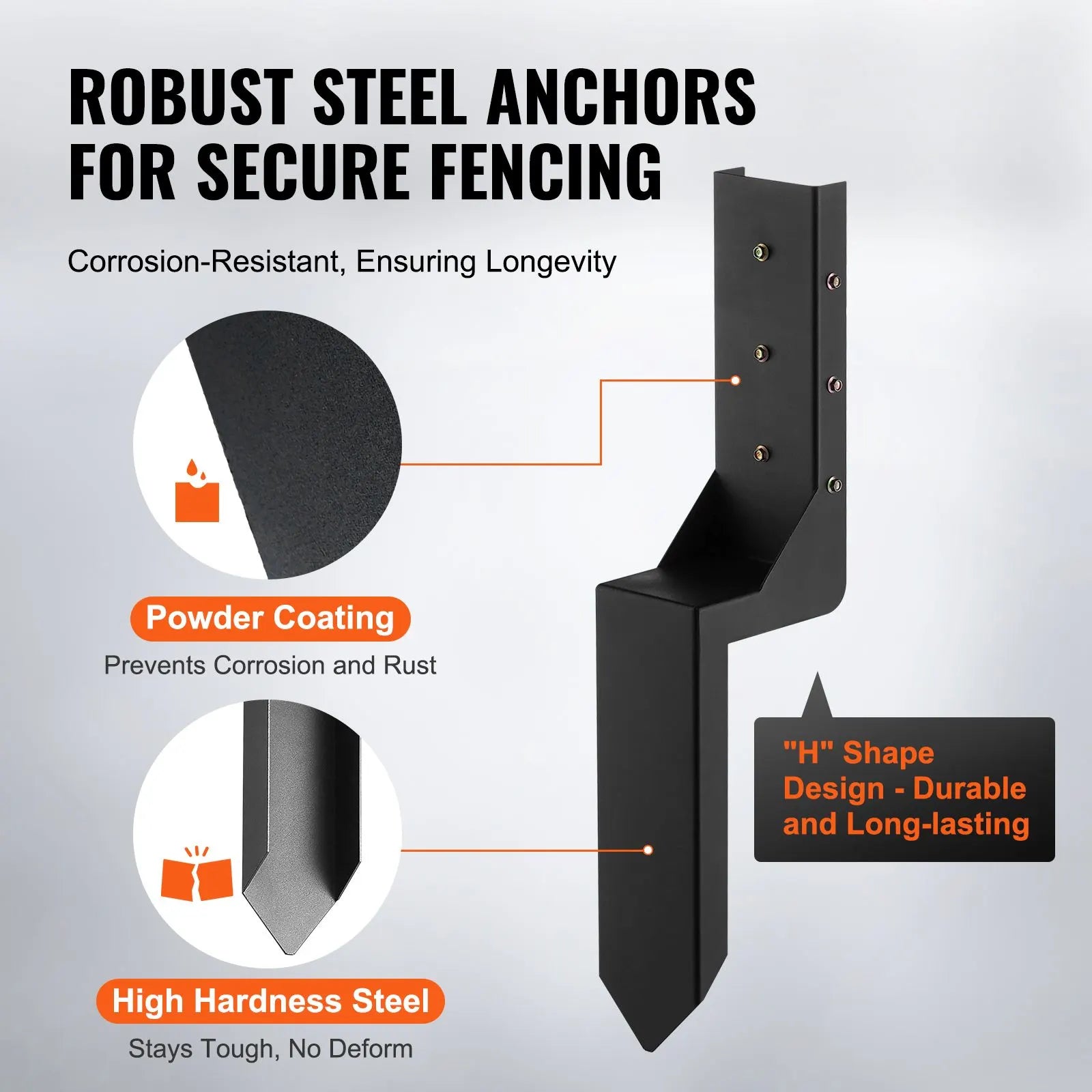 Fence Post Anchor Repair Kit, 4 Pack Inner Diameter 8.9x8.9 cm Heavy Duty Steel Fence Post Support Stakes, Anchor Ground Spike for Repair Tilted, Broken Wood Fence Post, Enveloping - Image 3