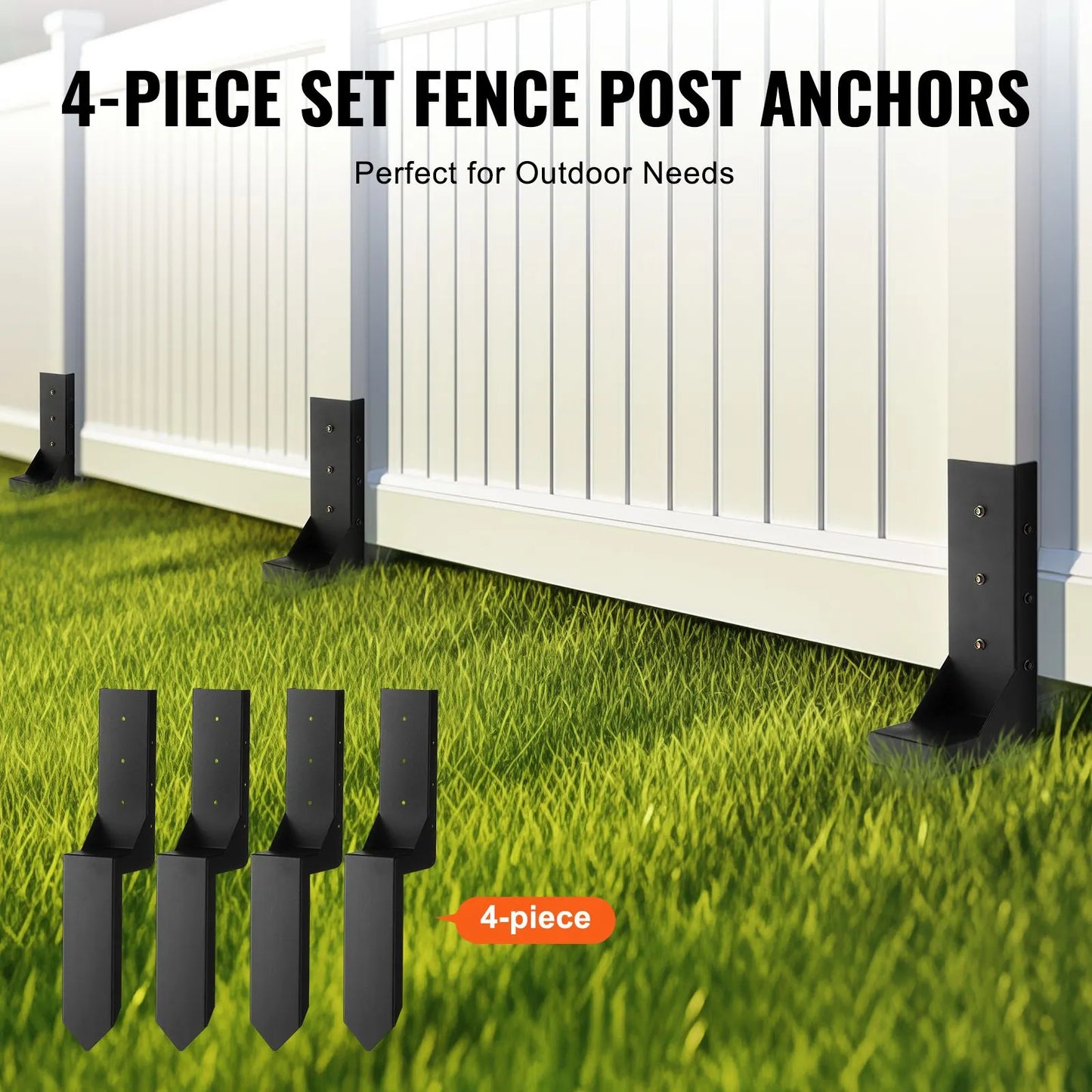 Fence Post Anchor Repair Kit, 4 Pack Inner Diameter 8.9x8.9 cm Heavy Duty Steel Fence Post Support Stakes, Anchor Ground Spike for Repair Tilted, Broken Wood Fence Post, Enveloping - Image 5