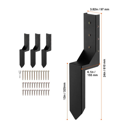 Fence Post Anchor Repair Kit, 4 Pack Inner Diameter 8.9x8.9 cm Heavy Duty Steel Fence Post Support Stakes, Anchor Ground Spike for Repair Tilted, Broken Wood Fence Post, Enveloping - Image 8