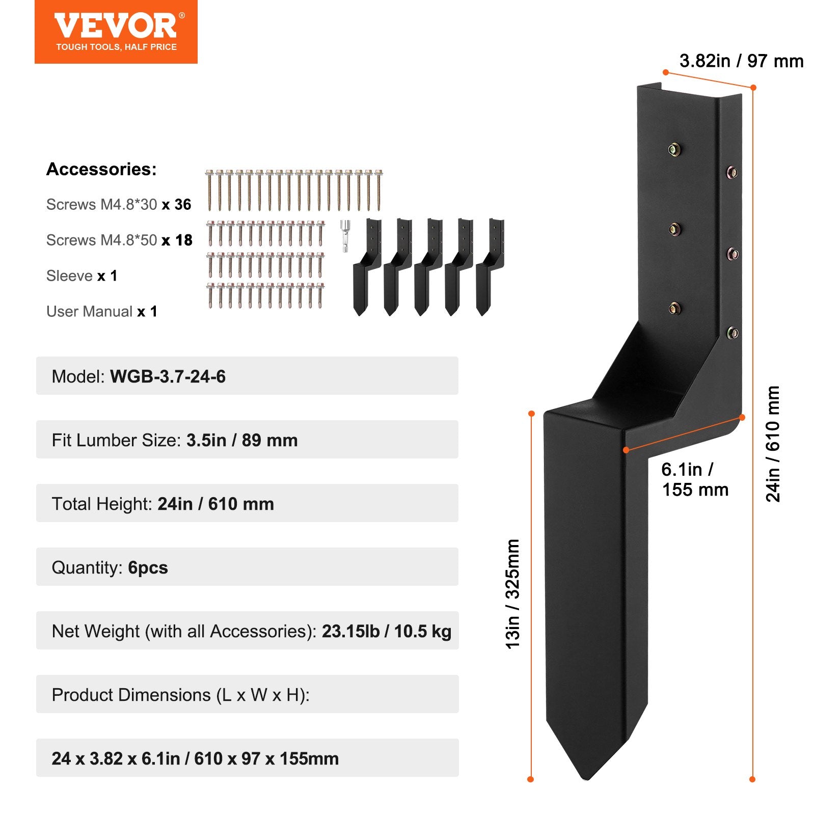 Fence Post Anchor Repair Kit 6 Pack Inner Support Stakes Repair - Image 7