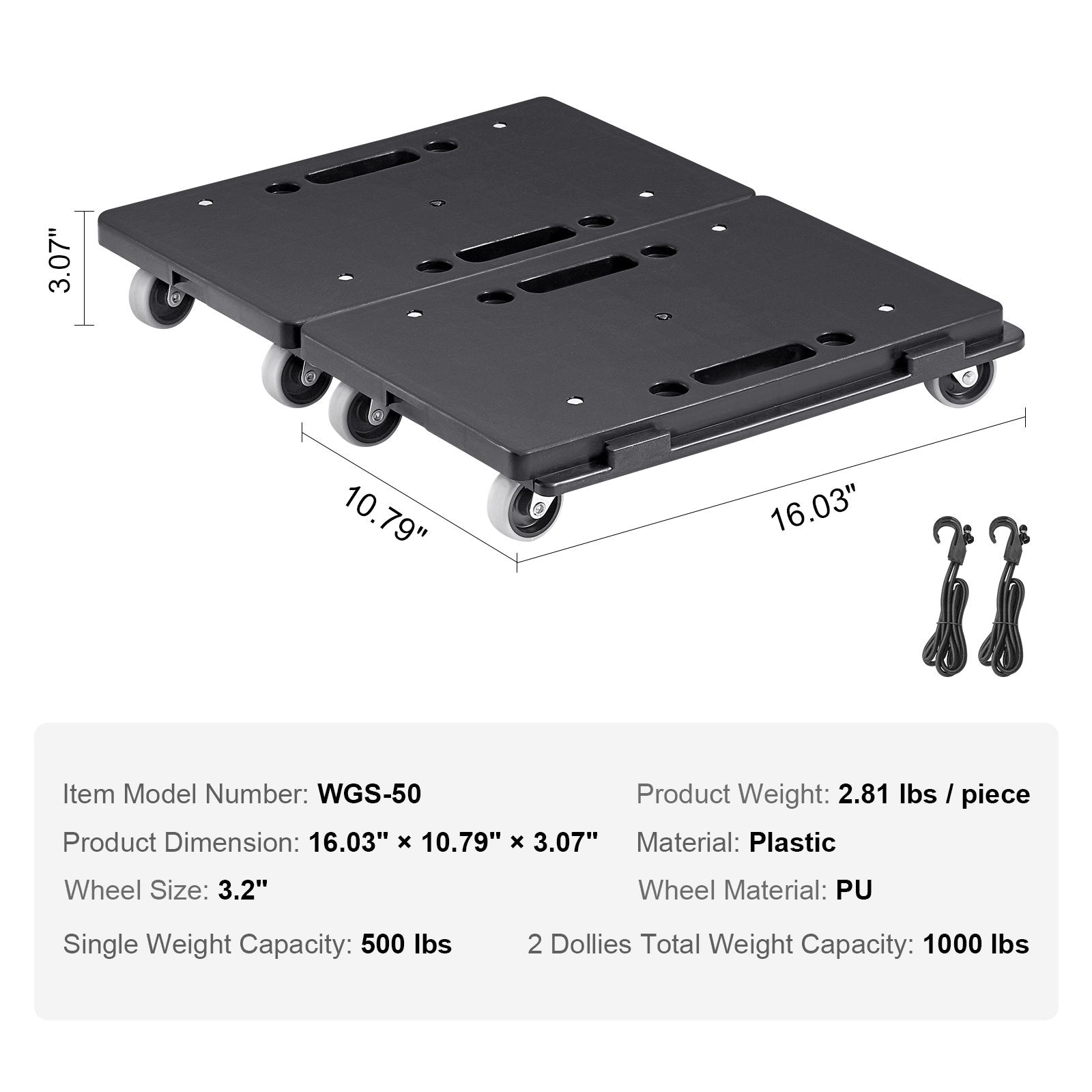 Furniture Dolly, 500 lbs Capacity Each Count, Furniture Mover with Wheels, Portable Moving Rollers 4 Wheels Heavy Duty, Small Flat Dolly Cart with Interlocking for Heavy Furniture, 2 Pack, Black - Image 7