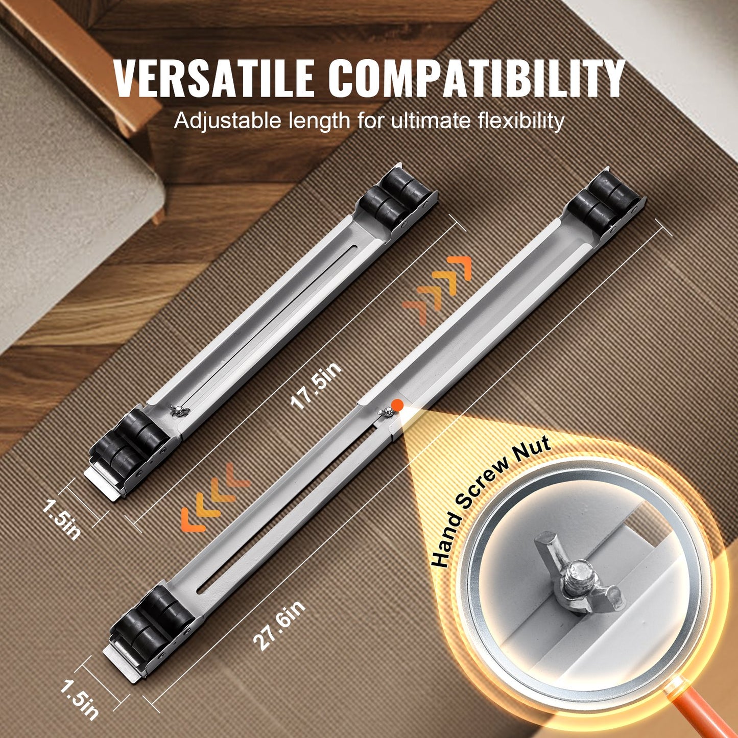 Heavy Duty Furniture Appliances Rollers, 660 lbs Total Load, Extendable Appliance Rollers Mobile Washing Machine Base, Fridge Stand Dolly Movers for Refrigerators, Dryers, Dishwashers, White - Image 3