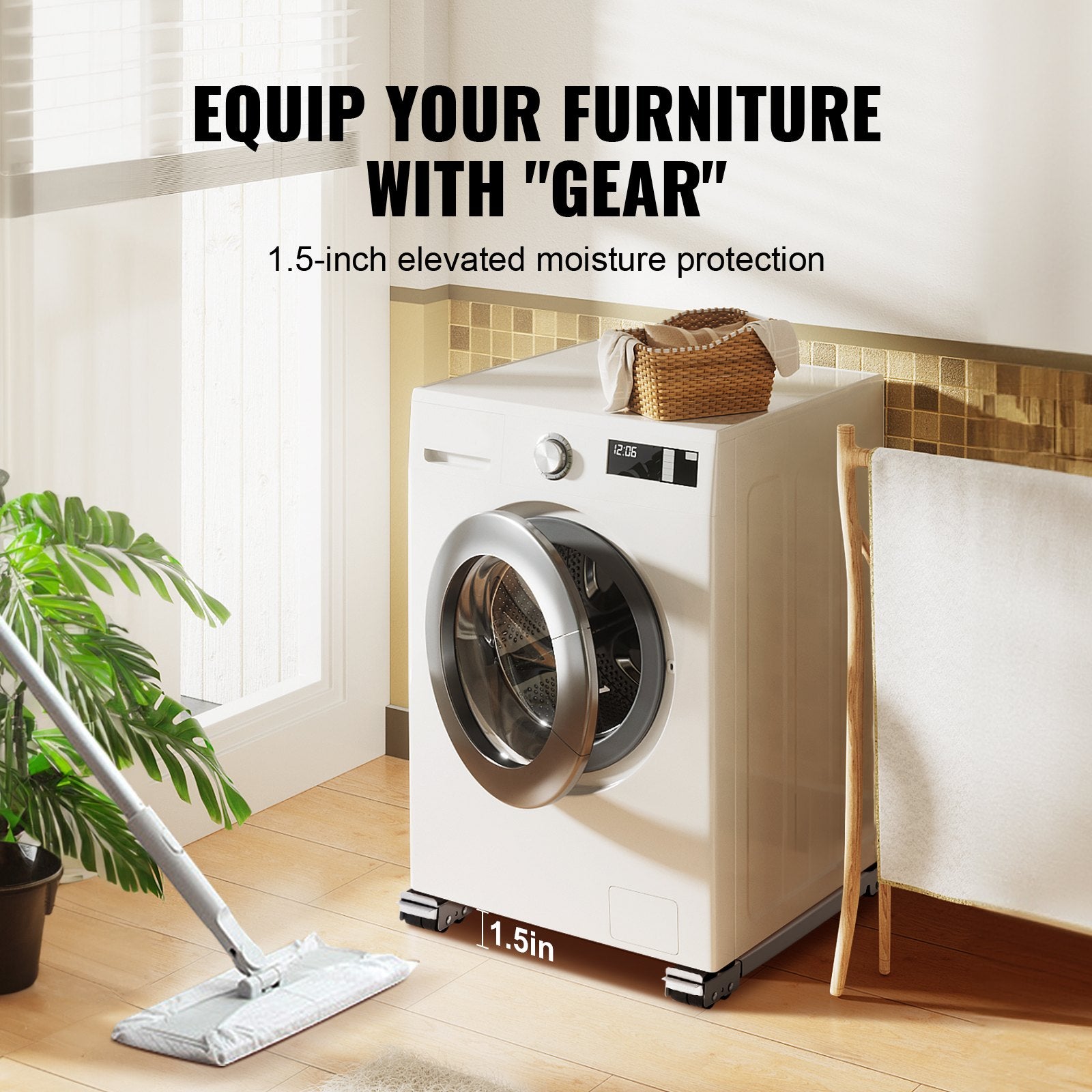 Heavy Duty Furniture Appliances Rollers, 660 lbs Total Load, Extendable Appliance Rollers Mobile Washing Machine Base, Fridge Stand Dolly Movers for Refrigerators, Dryers, Dishwashers, White - Image 4