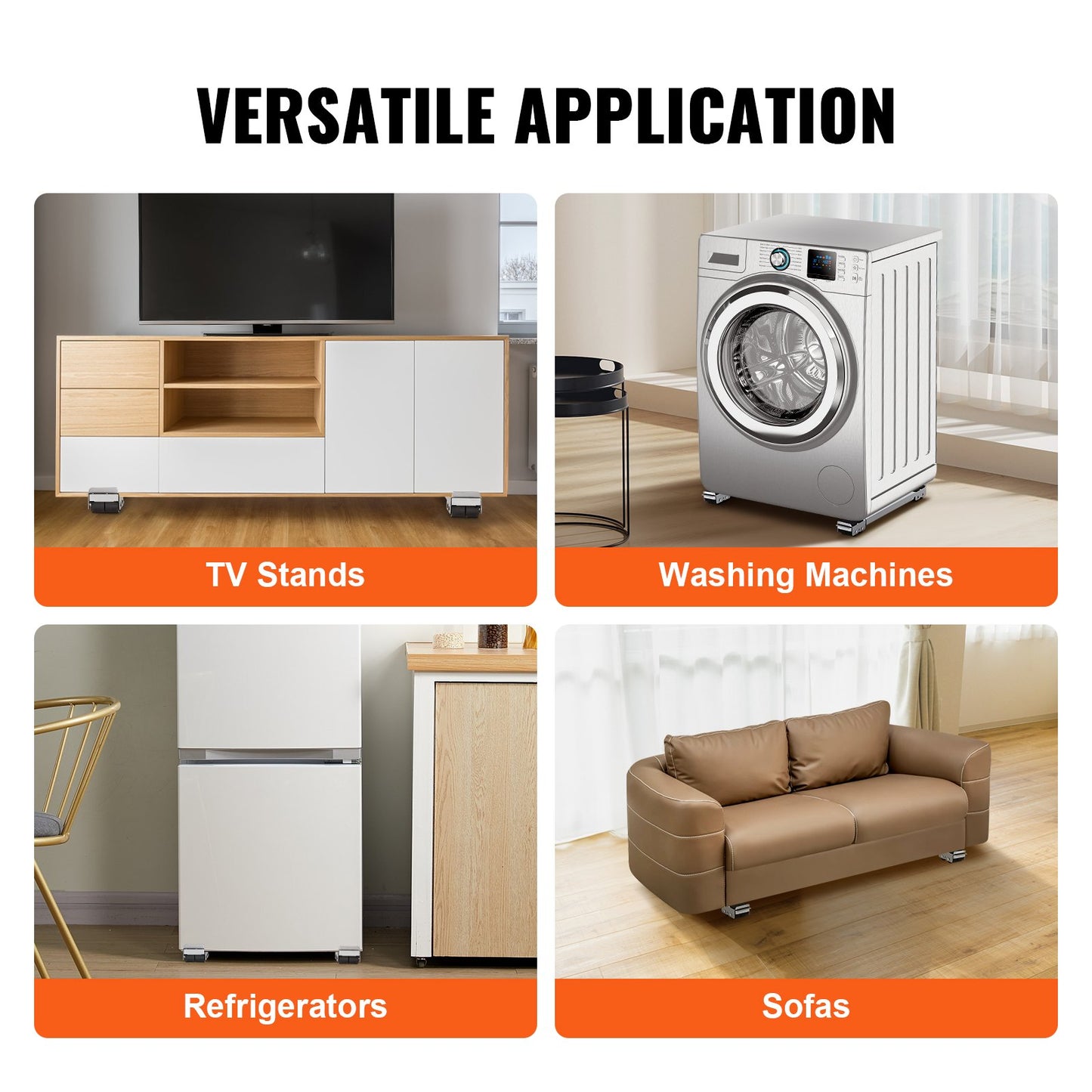 Heavy Duty Furniture Appliances Rollers, 660 lbs Total Load, Extendable Appliance Rollers Mobile Washing Machine Base, Fridge Stand Dolly Movers for Refrigerators, Dryers, Dishwashers, White - Image 5