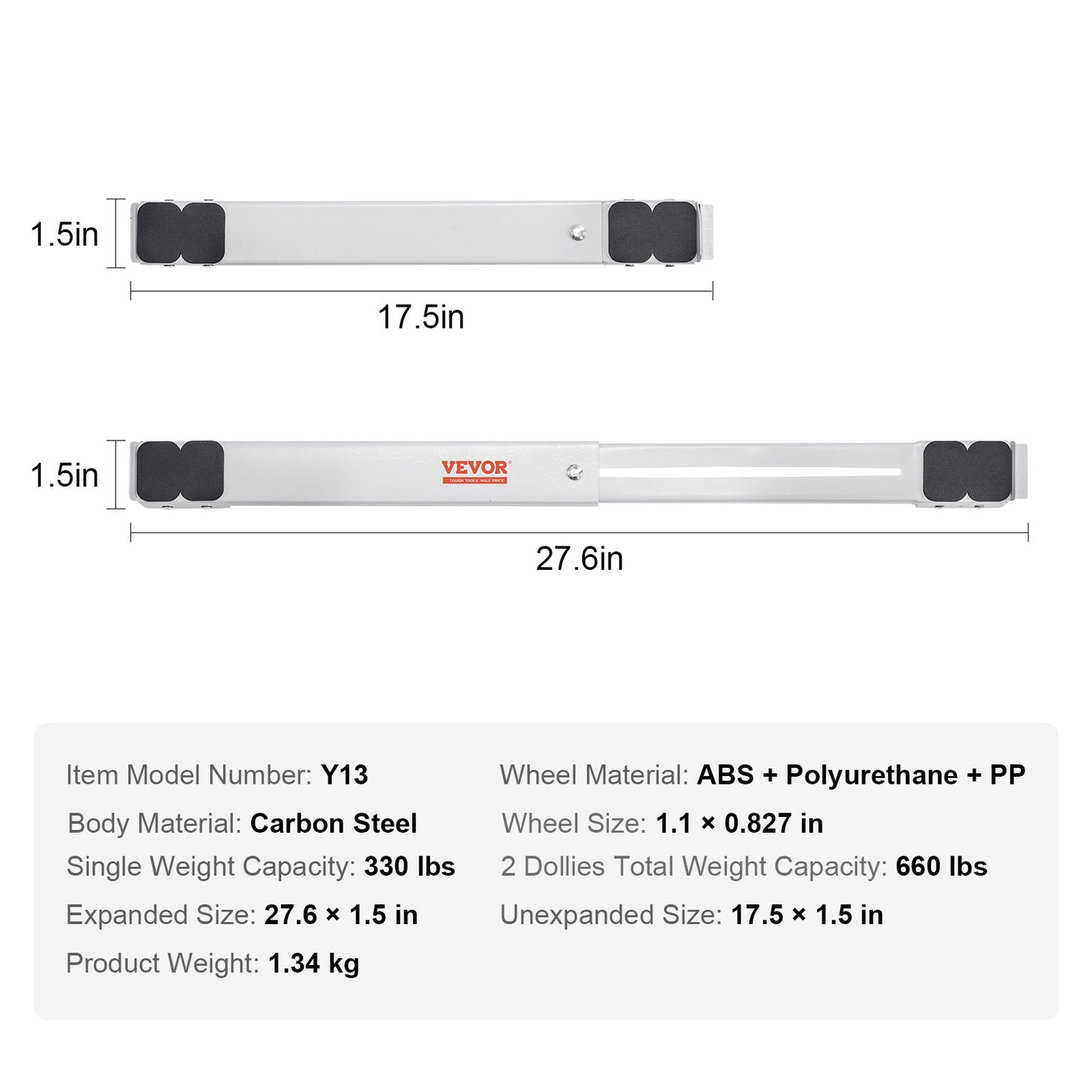 Heavy Duty Furniture Appliances Rollers, 660 lbs Total Load, Extendable Appliance Rollers Mobile Washing Machine Base, Fridge Stand Dolly Movers for Refrigerators, Dryers, Dishwashers, White - Image 7