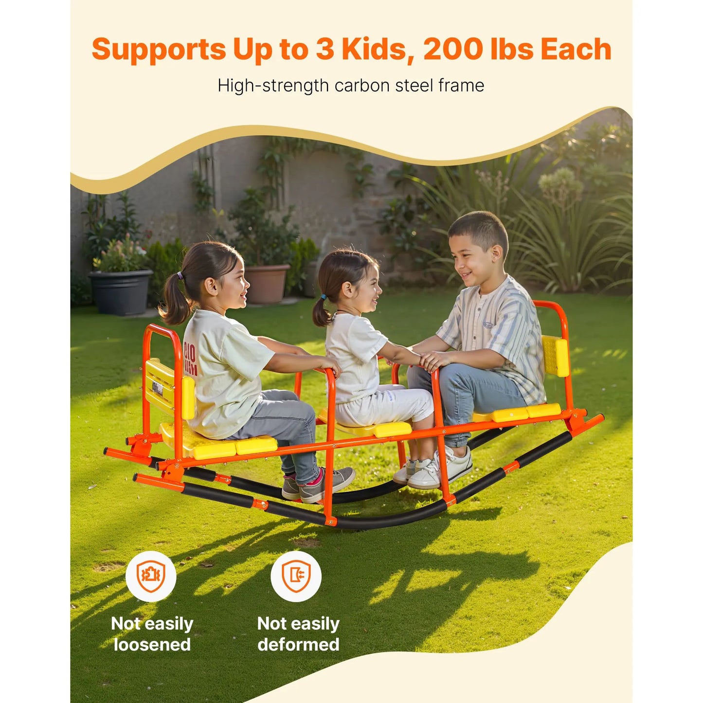 Kids Seesaw 90 kg Capacity Metal Rocking Teeter Totter with Handles - Image 3