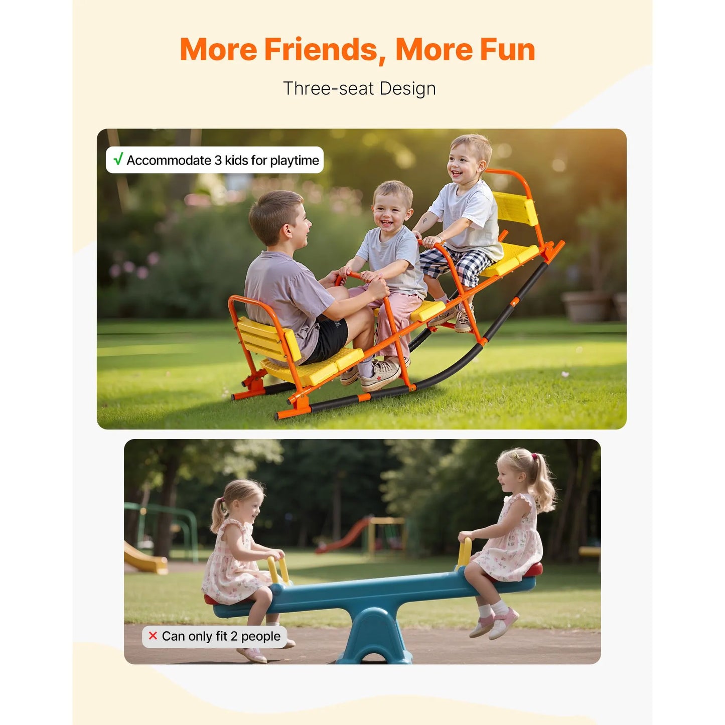 Kids Seesaw 90 kg Capacity Metal Rocking Teeter Totter with Handles - Image 6