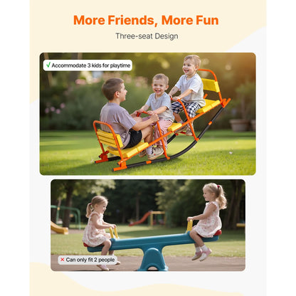 Kids Seesaw 90 kg Capacity Metal Rocking Teeter Totter with Handles - Image 6