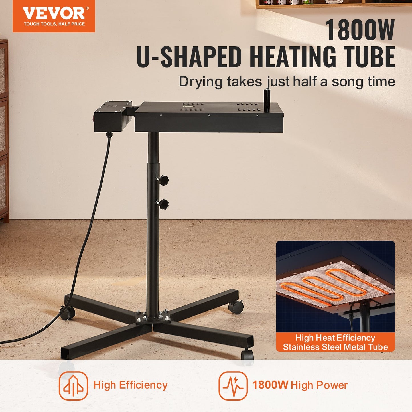 Flash Dryer, 16 x 16 inch Flash Dryer for Screen Printing, 0-750℉ Temperature Control, High Power Silk Screen Printing Dryer with Height Adjustable Stand, 360° Rotation, T-Shirt Curing Machine - Image 2