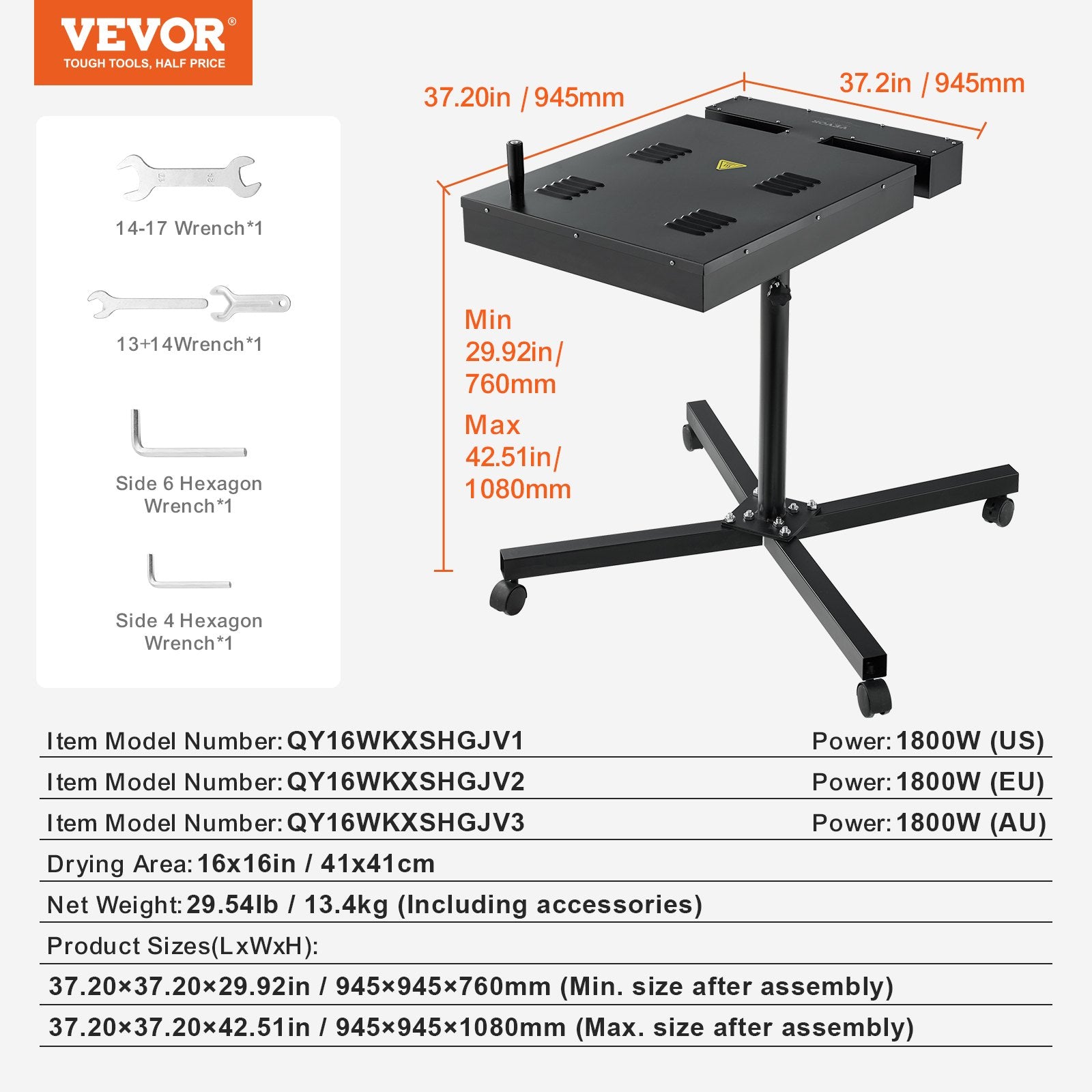 Flash Dryer, 16 x 16 inch Flash Dryer for Screen Printing, 0-750℉ Temperature Control, High Power Silk Screen Printing Dryer with Height Adjustable Stand, 360° Rotation, T-Shirt Curing Machine - Image 7