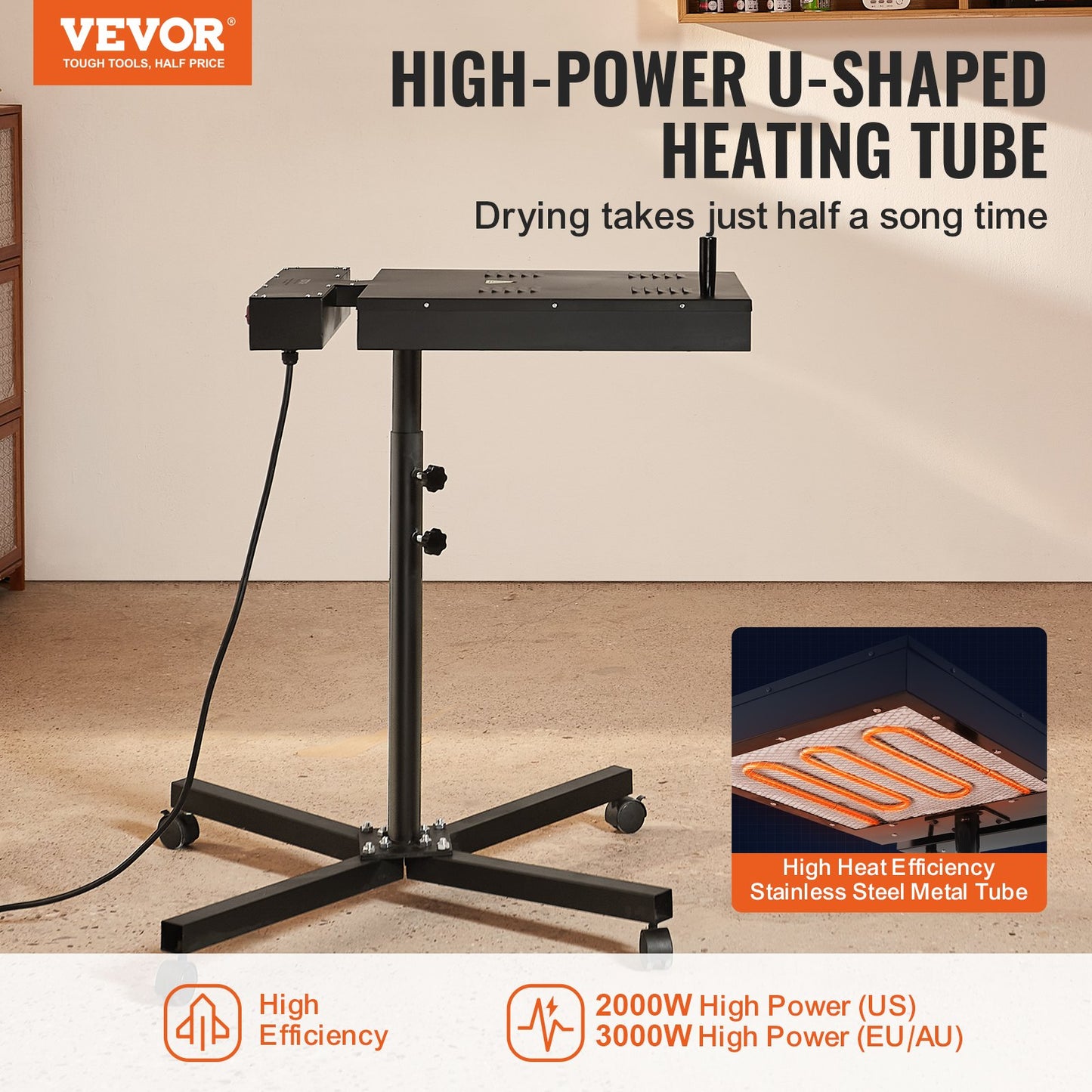 Flash Dryer, 18 x 18 inch Flash Dryer for Screen Printing, 0-750℉ Temperature Control, High Power Silk Screen Printing Dryer with Height Adjustable Stand, 360° Rotation, T-Shirt Curing Machine - Image 2