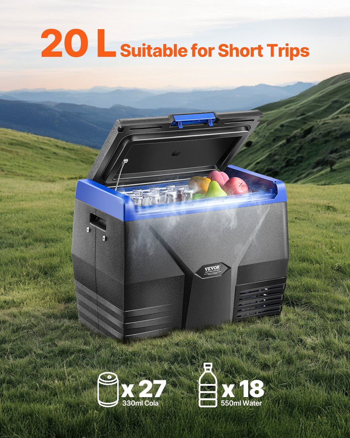 Portable Car Refrigerator Freezer Compressor 20L Single Zone for Car Home - Image 2