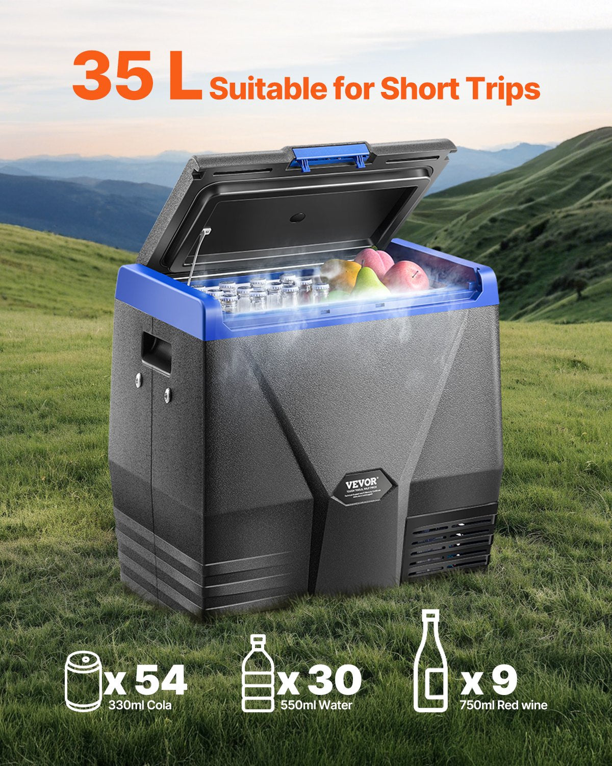 Portable Car Refrigerator Freezer Compressor 35L Single Zone for Car Home - Image 2