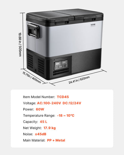 Portable Car Refrigerator Freezer Compressor 45L Dual Zone for Car Home - Image 7