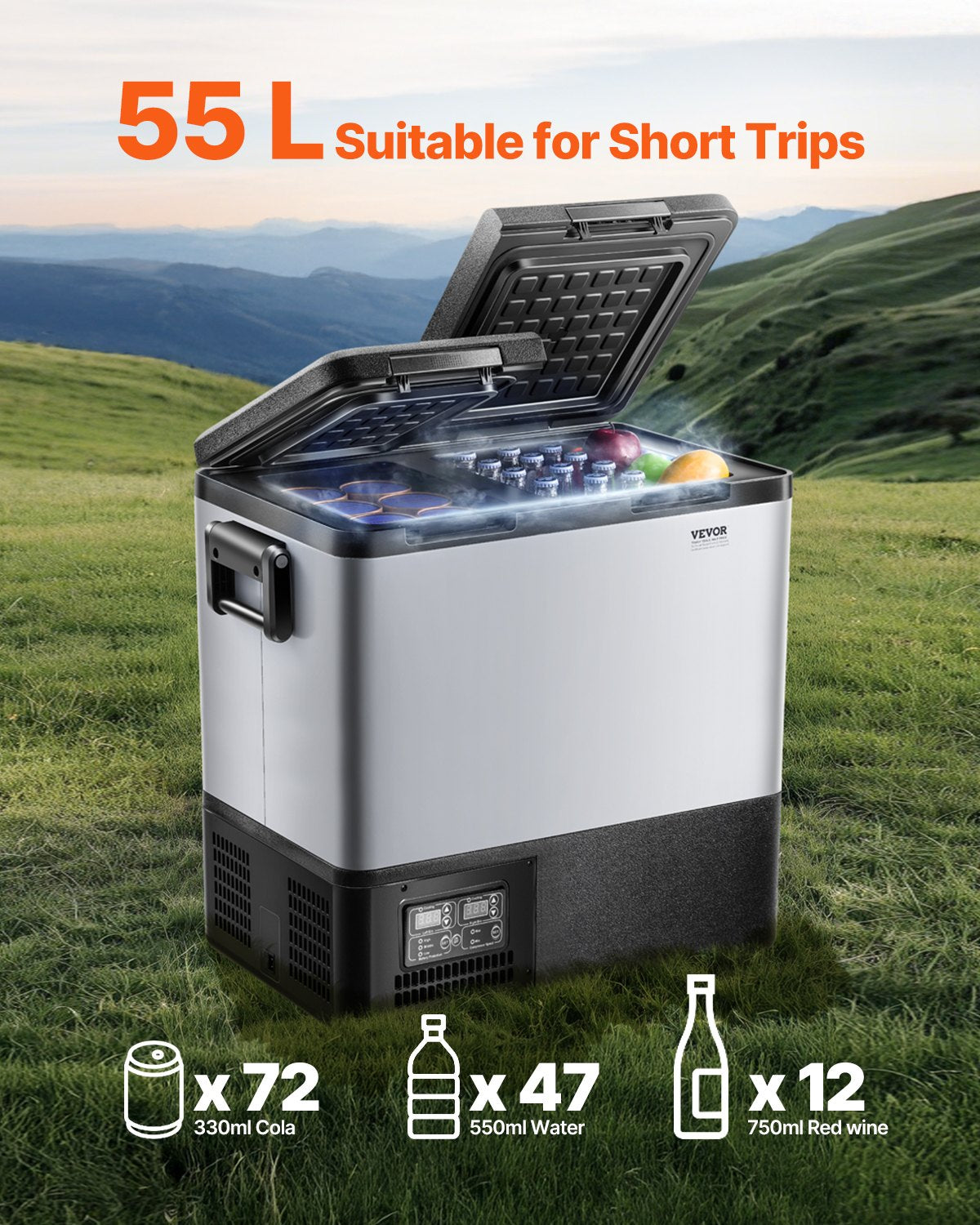 Portable Car Refrigerator Freezer Compressor 55L Dual Zone for Car Home - Image 2