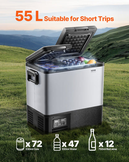Portable Car Refrigerator Freezer Compressor 55L Dual Zone for Car Home - Image 2
