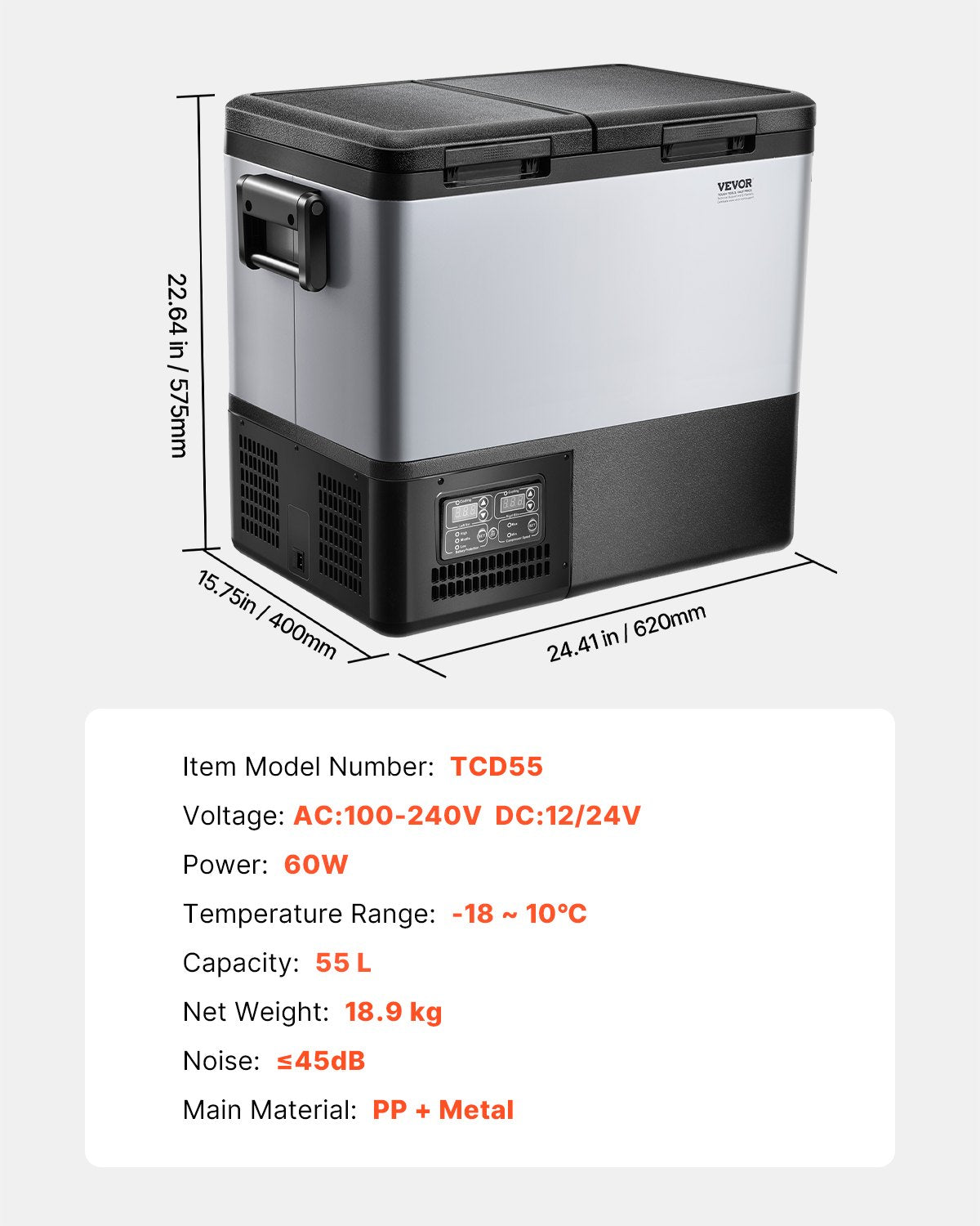 Portable Car Refrigerator Freezer Compressor 55L Dual Zone for Car Home - Image 7