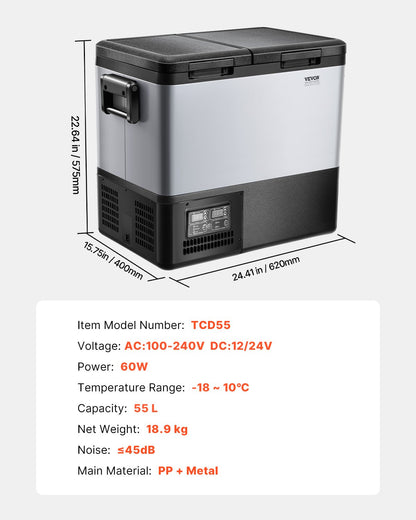 Portable Car Refrigerator Freezer Compressor 55L Dual Zone for Car Home - Image 7