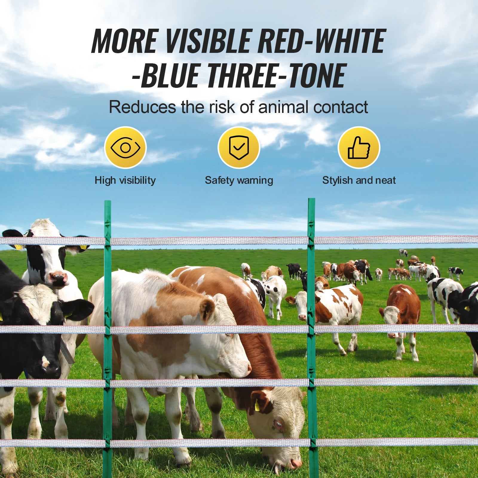 Electric Fence Tape, 1640Ft 500M Polytape Fencing Hot Wire, 3/4" Width 6 Stainless Steel Strands for Reliable Conductivity, UV & Rust Resistance, Portable Polywire for Horse Cattle Livestock - Image 6