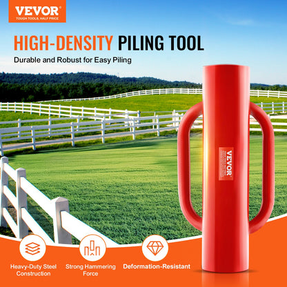 Fence Post Driver with Handles, 2.7 in Inner Diameter T Post Pole Pounder, 14LB Heavy Duty Carbon Steel Hand Post Rammer, Farm Fencing Hole Digger for U Channel, Sign Pole, Wooden Post, Red - Image 2