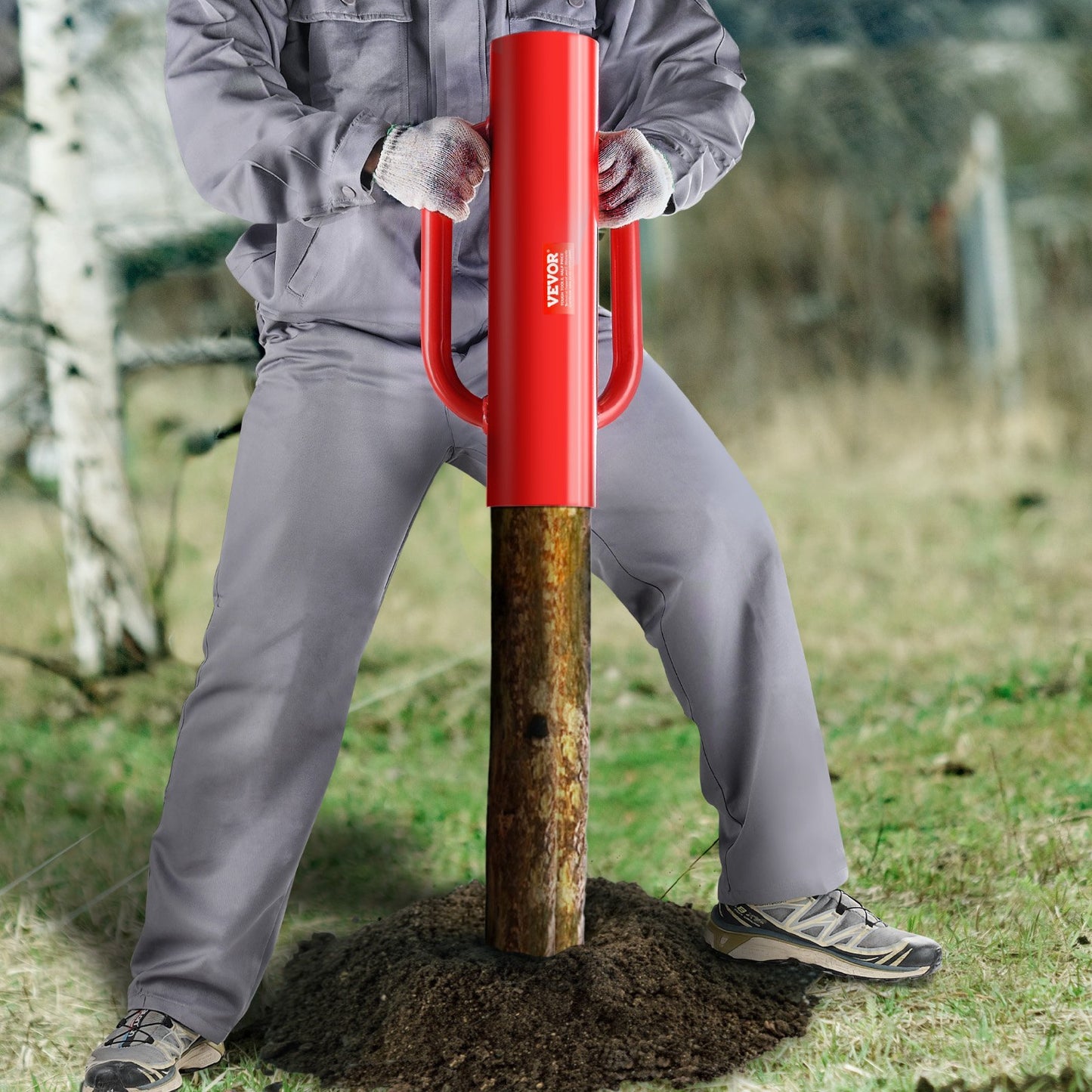 Fence Post Driver with Handles, 2.7 in Inner Diameter T Post Pole Pounder, 14LB Heavy Duty Carbon Steel Hand Post Rammer, Farm Fencing Hole Digger for U Channel, Sign Pole, Wooden Post, Red - Image 8