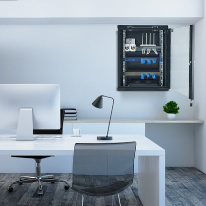 15U Wall Mount Network Cabinet, 226.8 kg Max. Ground Load Capacity, Server Rack Cabinet Enclosure with Locking Tempered Glass Door, Side Panels, Q235 Carbon Steel, for IT Equipment, A/V Devices - Image 8