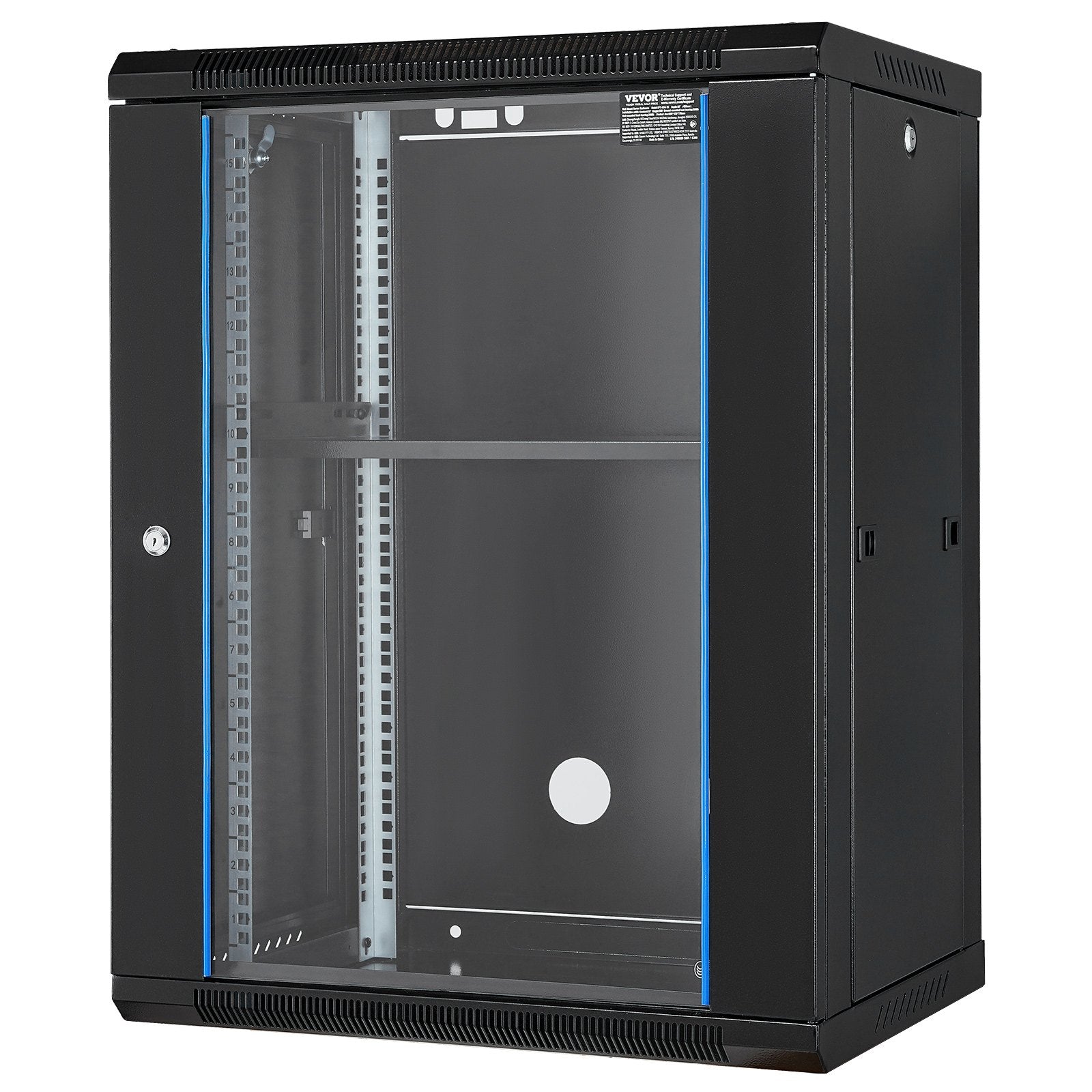 15U Wall Mount Network Cabinet, 226.8 kg Max. Ground Load Capacity, Server Rack Cabinet Enclosure with Locking Tempered Glass Door, Side Panels, Q235 Carbon Steel, for IT Equipment, A/V Devices - Image 9