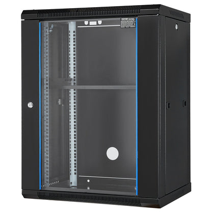 15U Wall Mount Network Cabinet, 226.8 kg Max. Ground Load Capacity, Server Rack Cabinet Enclosure with Locking Tempered Glass Door, Side Panels, Q235 Carbon Steel, for IT Equipment, A/V Devices - Image 9