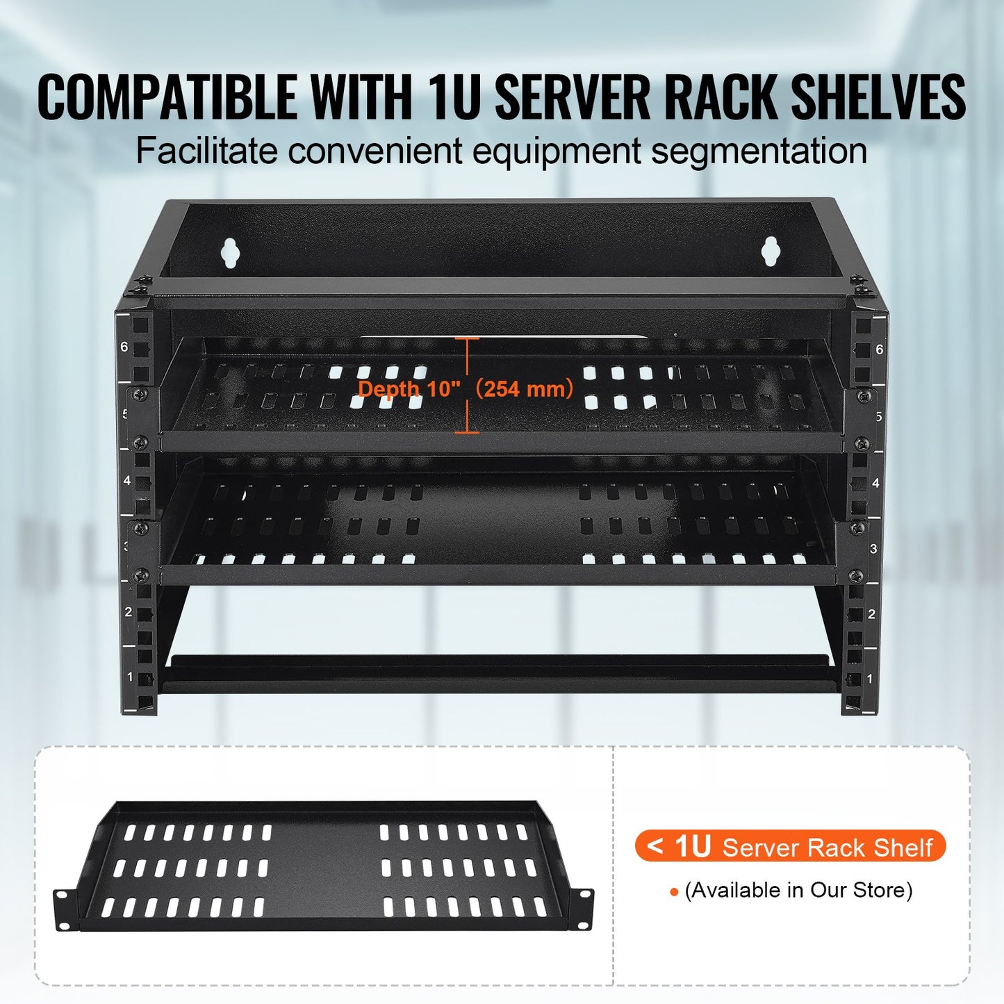 6U Wall Mount Network Rack, 14 in/355.6 mm Depth, 50 lbs/22.68 kg Max Weight Capacity Wall Mount Server Rack with Cage Nuts, 19"/482.6 mm for Shallow Server IT Equipment and Network Switches - Image 6