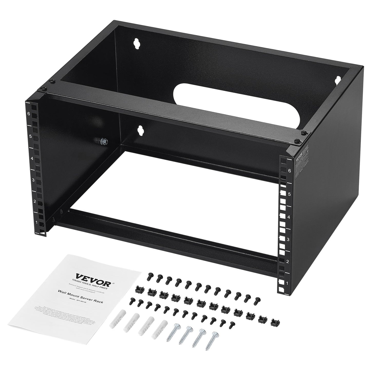 6U Wall Mount Network Rack, 14 in/355.6 mm Depth, 50 lbs/22.68 kg Max Weight Capacity Wall Mount Server Rack with Cage Nuts, 19"/482.6 mm for Shallow Server IT Equipment and Network Switches - Image 9