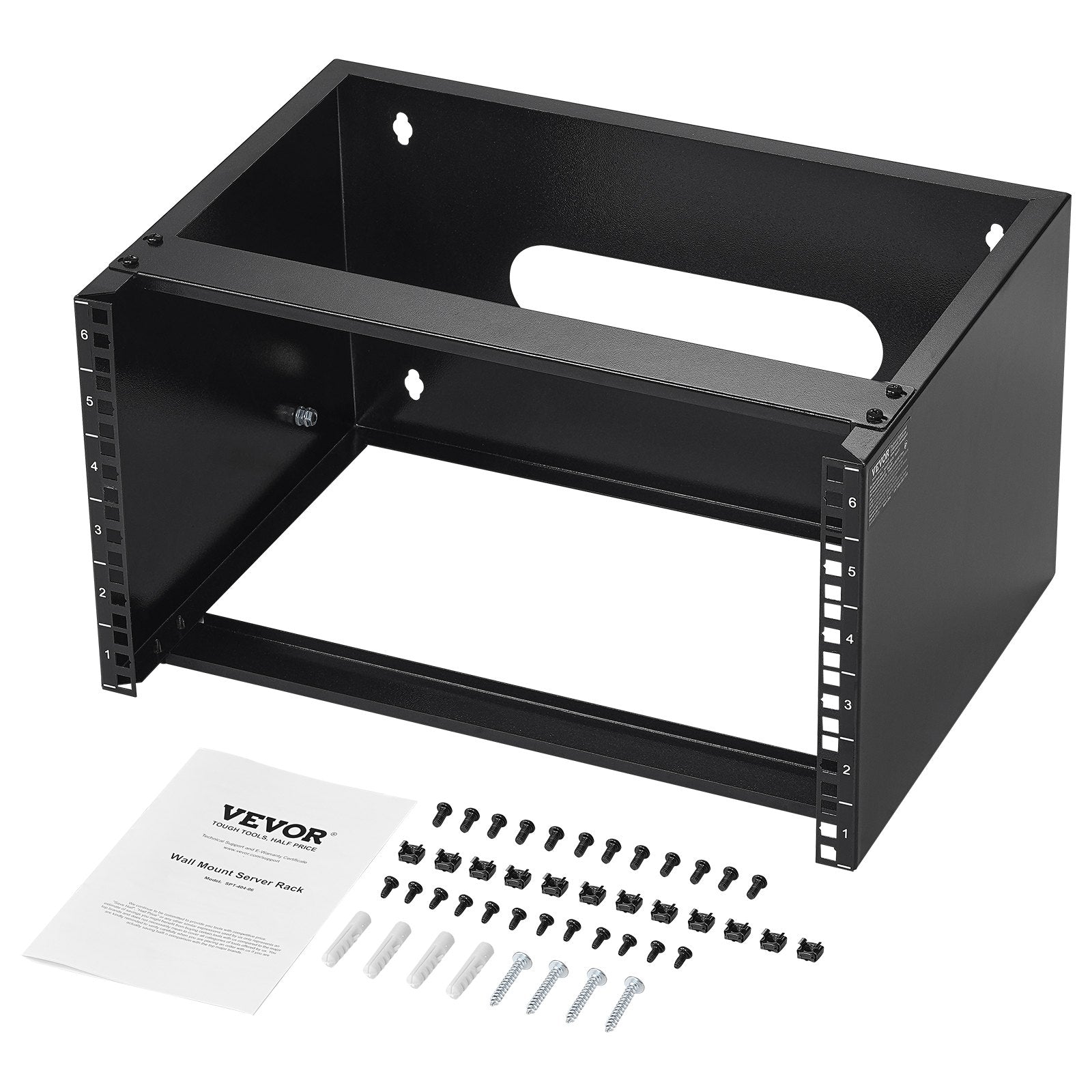 6U Wall Mount Network Rack, 14 in/355.6 mm Depth, 50 lbs/22.68 kg Max Weight Capacity Wall Mount Server Rack with Cage Nuts, 19"/482.6 mm for Shallow Server IT Equipment and Network Switches - Image 9