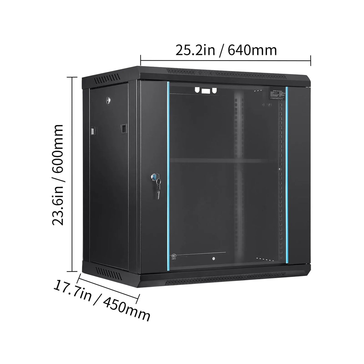 Wall Mount Network Server Cabinet, 393.7 mm Deep, Server Rack Cabinet Enclosure, 90.72 kg Max. Ground-mounted Load Capacity, with Locking Glass Door Side Panels, for IT Equipment, A/V Devices - Image 8