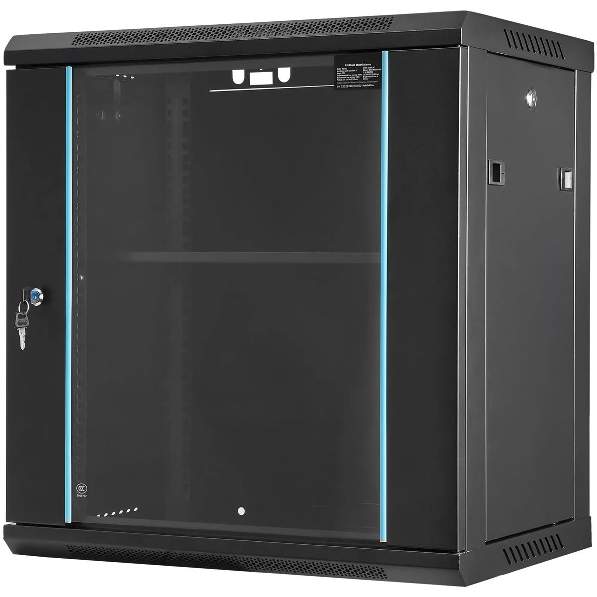 Wall Mount Network Server Cabinet, 393.7 mm Deep, Server Rack Cabinet Enclosure, 90.72 kg Max. Ground-mounted Load Capacity, with Locking Glass Door Side Panels, for IT Equipment, A/V Devices - Image 9