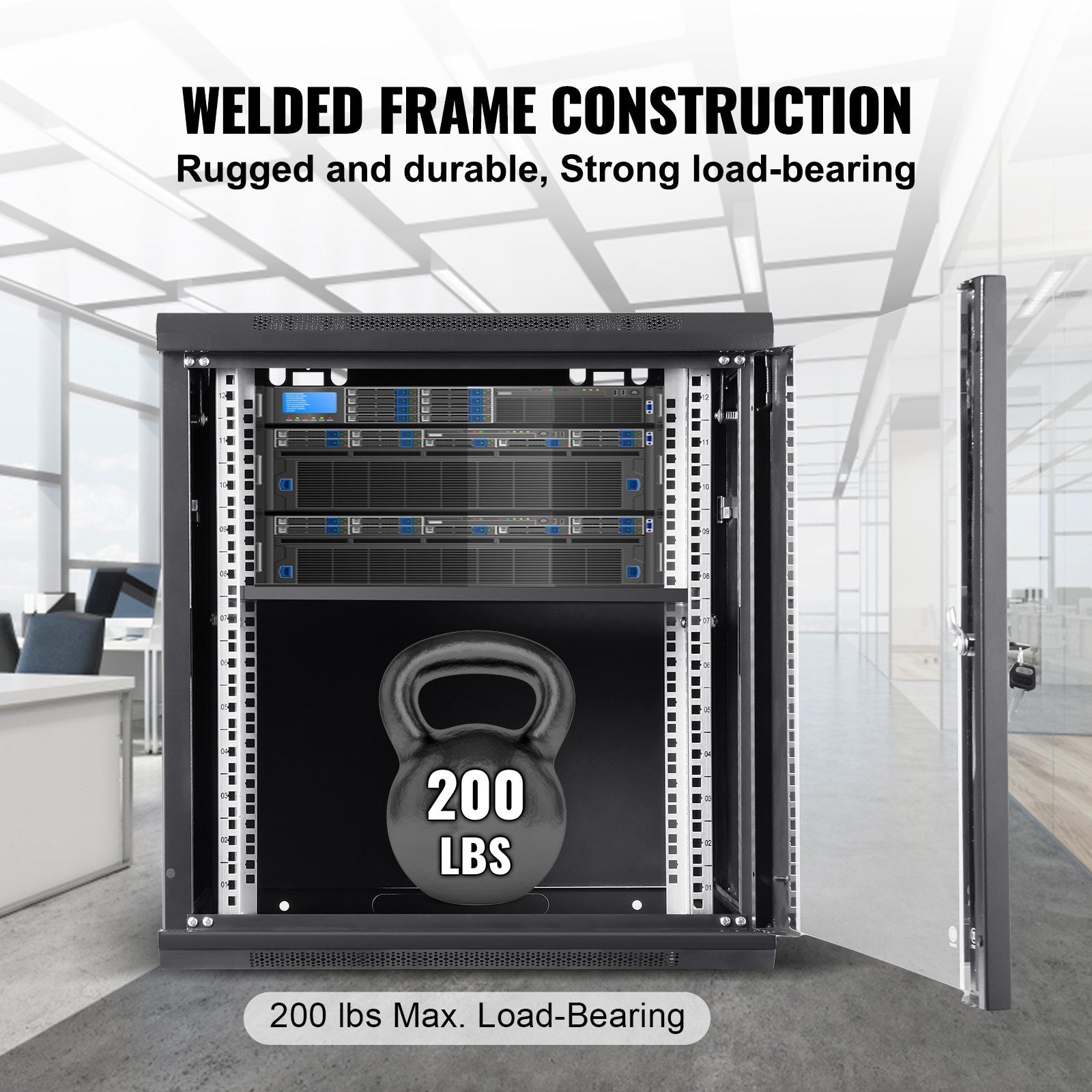 9U Wall Mount Network Server Cabinet, 39.37 cm Deep, Server Rack Cabinet Enclosure, 90.7 kg Max. Ground-mounted Load Capacity, with Locking Glass Door Side Panels, for IT Equipment, A/V Devices - Image 4