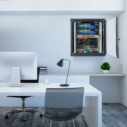 9U Wall Mount Network Server Cabinet, 39.37 cm Deep, Server Rack Cabinet Enclosure, 90.7 kg Max. Ground-mounted Load Capacity, with Locking Glass Door Side Panels, for IT Equipment, A/V Devices - Image 8