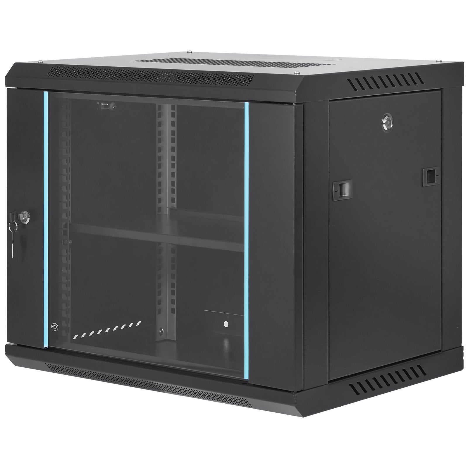 9U Wall Mount Network Server Cabinet, 39.37 cm Deep, Server Rack Cabinet Enclosure, 90.7 kg Max. Ground-mounted Load Capacity, with Locking Glass Door Side Panels, for IT Equipment, A/V Devices - Image 9