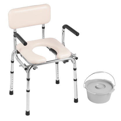 Commode Chair, Bedside Commode with Padded Seat, Drop-Down Arms, 7-Level Adjustable Height, 5.8L Removable Bucket, Easy to Assemble, 350LBS Capacity, Portable Toilet for Adults Seniors - Image 9